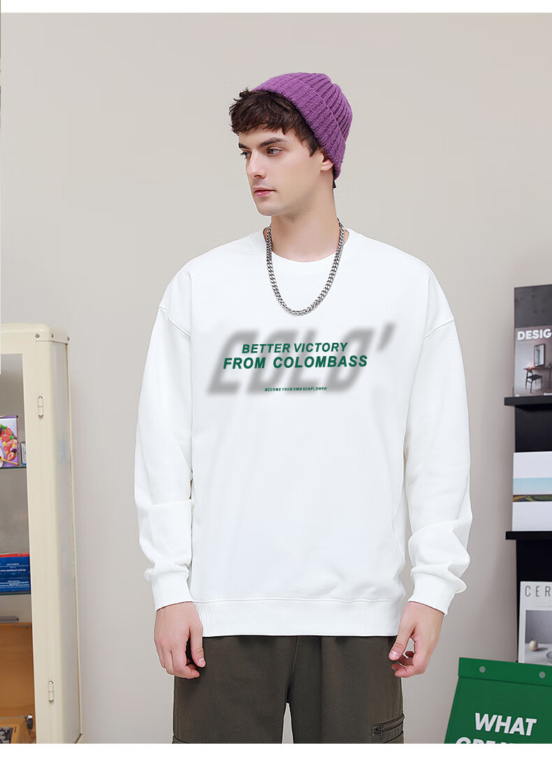 Colombass Trendy American-Style Original Loose-Fit Pullover Crewneck Sweatshirt for Men And Women, Long-Sleeve Base Layer, Fashionable Outerwear for Autumn And Winter 3