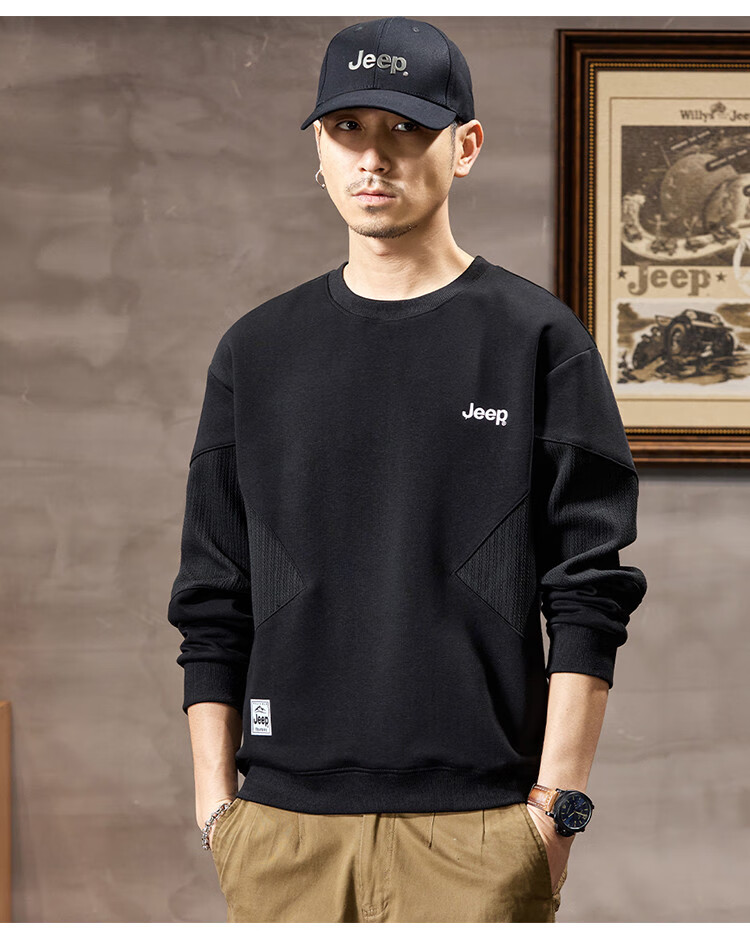 JEEP Heavyweight High-End Sweatshirt for Men, Spring And Autumn 2026, Loose-Fitting Trendy Sweatshirt, Casual Men's Sportswear, Long-Sleeve Top 9
