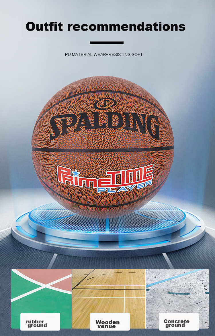SPALDING Basketball, Indoor And Outdoor Use, Dust-Resistant PU Material, Moisture-Absorbing, Wear-Resistant, Non-Slip Surface, Size 7 Standard Basketball, 77-995Y 7