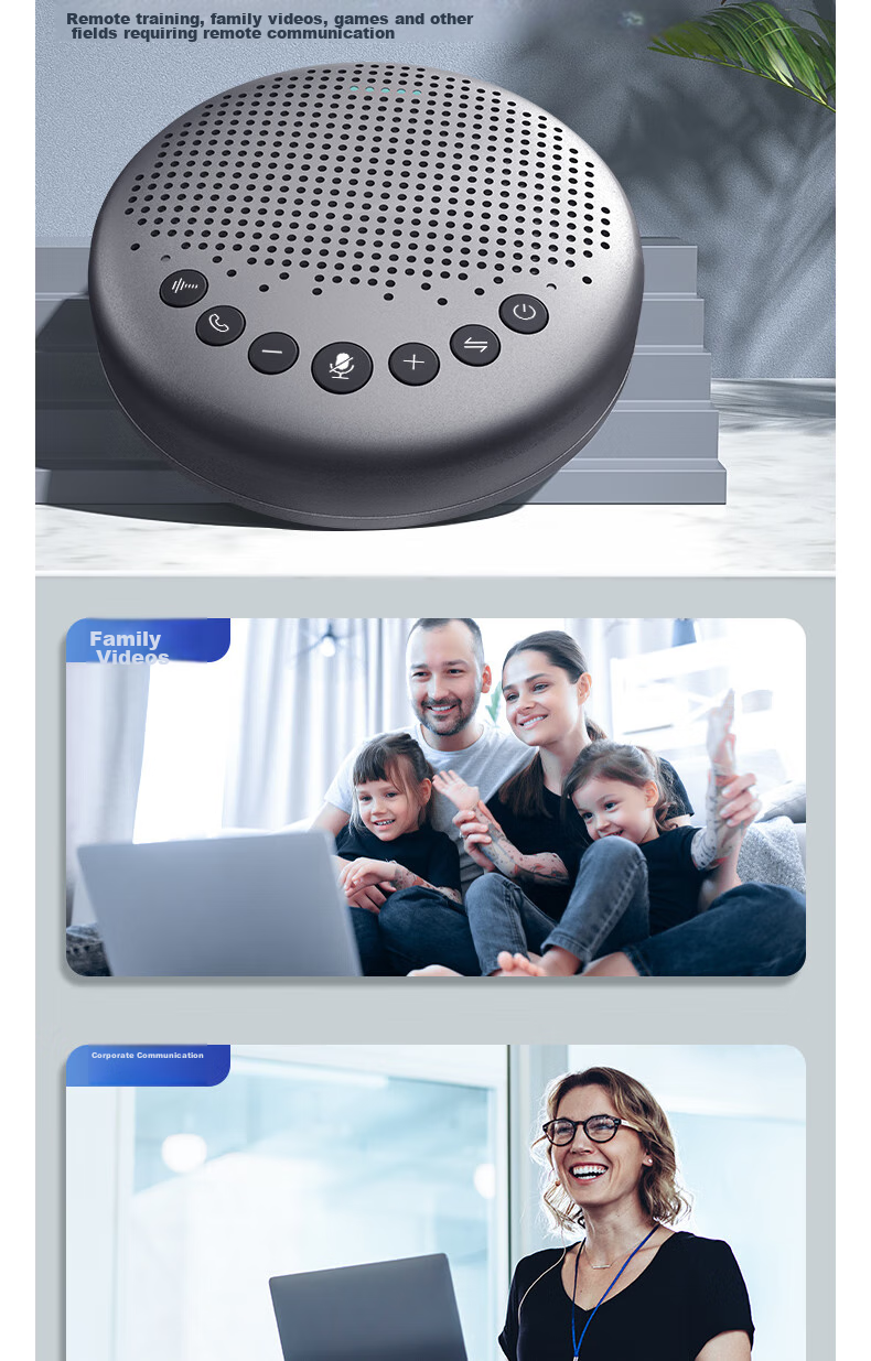 Deli Conference Microphone, Plug-And USB Connection AI Smart Noise Reduction Desktop Microphone, 5-Meter Pickup Range, Small Portable Video Conference Omnidirectional Microphone MN108 3