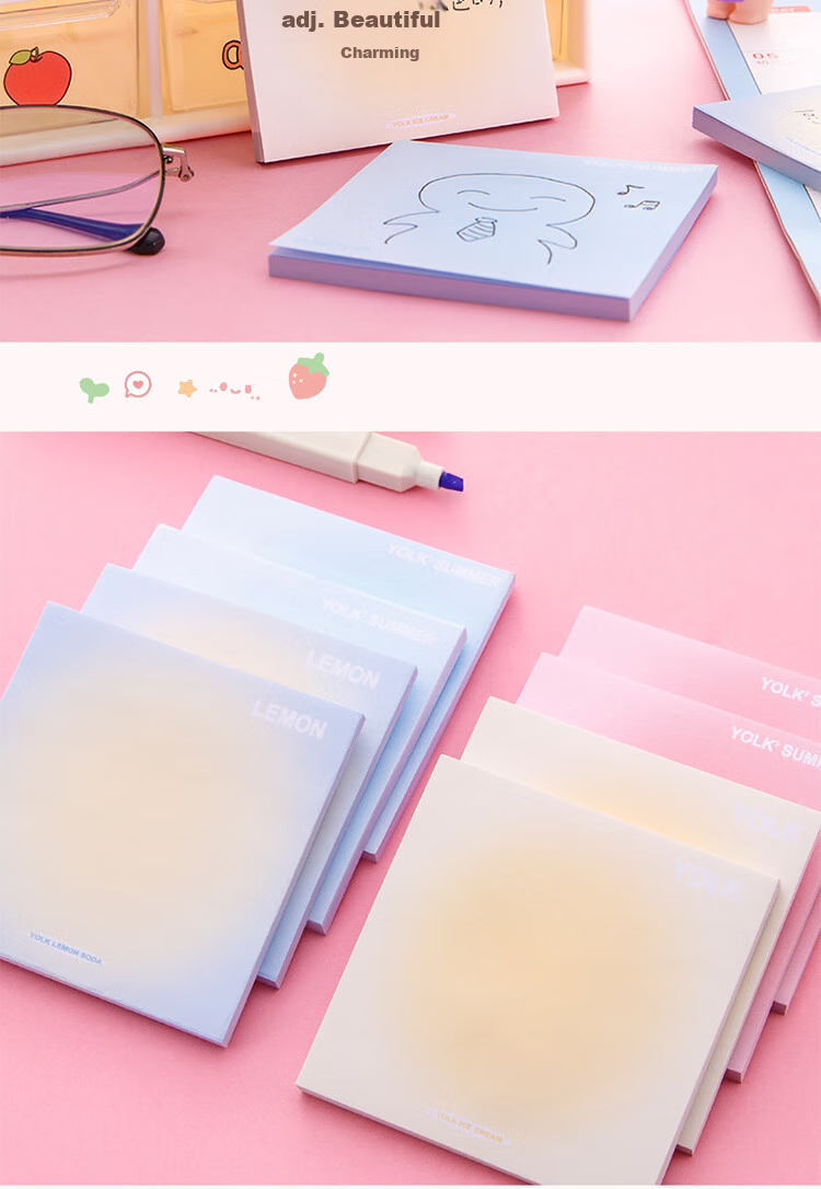 Yuhe 8-Pack Gradient Sticky Notes, Ins-Style Adhesive Labels with Glow Effect, High-Quality Memo Pads, Indicator Stickers for Students' Planners, 400 Sheets Total, 4256 8
