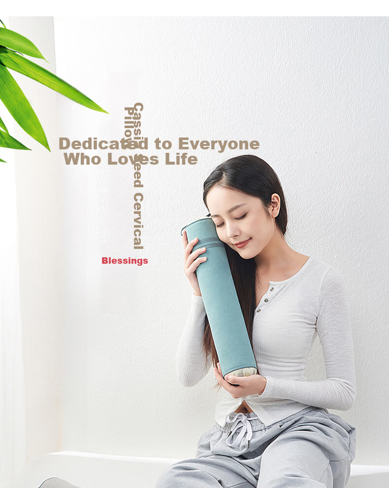 Shangfan Cervical Pillow with Cassia Seed Hard Pillow, Round Cylindrical Pillow, Candy Pillow, Adjustable Firmness And Height 20