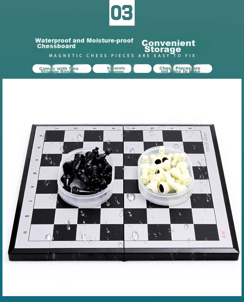 Chenggong International Chess, Children's Portable Folding Magnetic Chess Set, Dual-Use Chessboard, Educational Board Game for Camping, 4015 6
