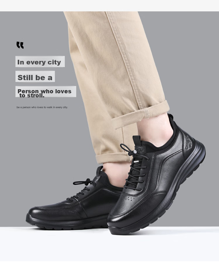 CARTELO Genuine Leather Men's Shoes, Business Casual Sports New Style for Autumn And Winter, Soft Thick-Soled Versatile Commuter Work High-End Black 39
