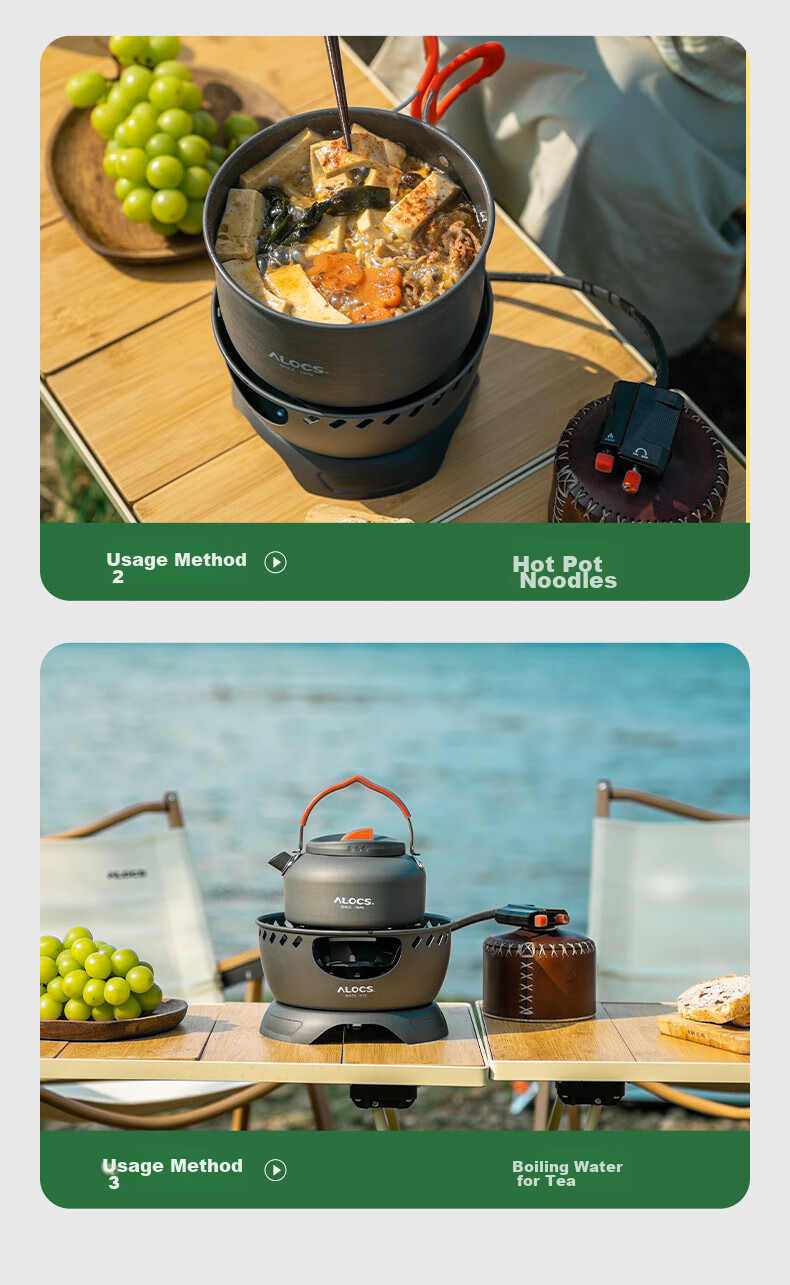 ALOCS Outdoor Portable Stove, Snow Stove for Camping, Alcohol Stove, Tea Brewing Stove, Charcoal Stove, Multi-Functional Gas Stove for Outdoor Use 8