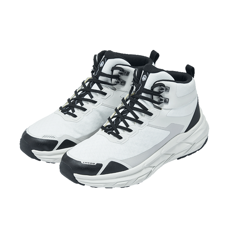 JD Original LH500 Men's Hiking Shoes, Mountain Climbing Shoes, Thick Sole, Shock-Absorbing, Non-Slip, Wear-Resistant, Lightweight Casual Shoes, Mid-Top, Light Gray, Size 42