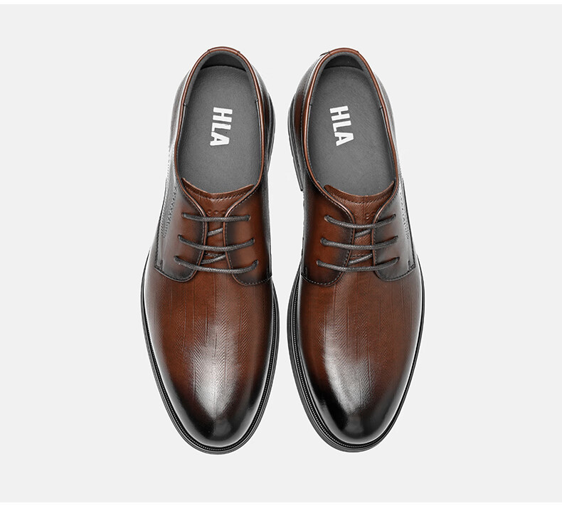 HLA Men's Leather Shoes, Business Formal Wear, Comfortable Wedding Groom Derby Shoes HAAPXM2FBA242, Black, Size 40 25