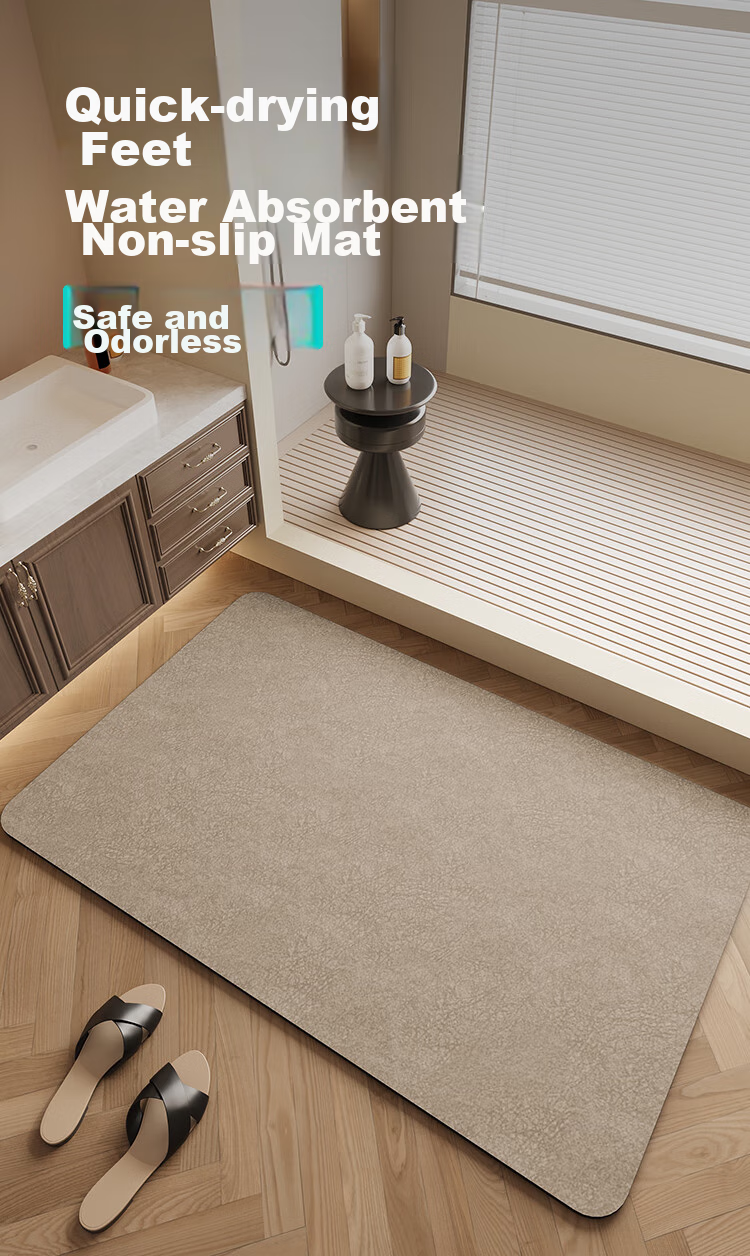 ZHUJUN Bathroom Mat, Quick-Drying Absorbent Mat for Bathroom Entrance, Non-Slip Foot Mat for Toilet, Entrance Mat, Coffee Color, 60x90 1