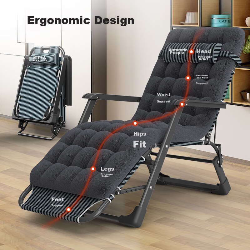 Nanjiren Folding Bed, Lounge Chair, Office Nap Chair, Single Bed, Hospital Companion Bed, Camp Bed with Thick Foam Mattress