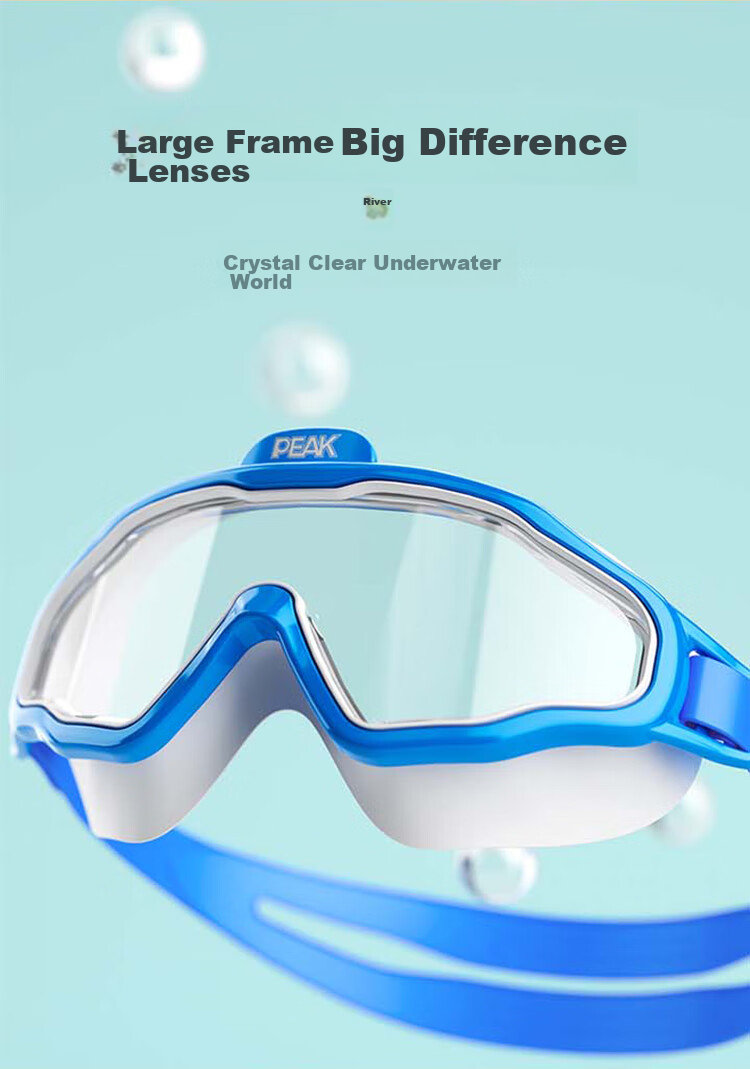 PEAK Swimming Goggles for Boys And Girls, Large Frame, High Definition Anti-Fog Waterproof Swimming Glasses Diving Mask Equipment Swimming Goggles And Swim Cap Set 3