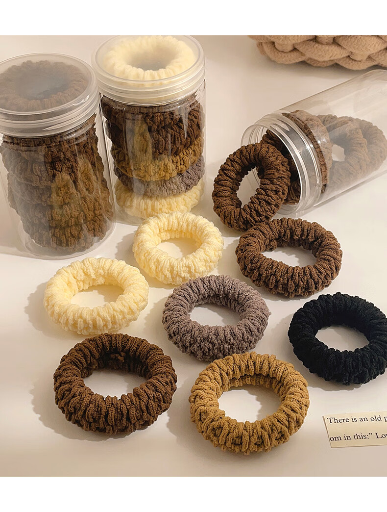 Yushangjiaren Thick Elastic Hair Ties, Wide And Durable Plush Simple Hair Bands, High Ponytail Rubber Bands, Versatile Mixed Pack 7
