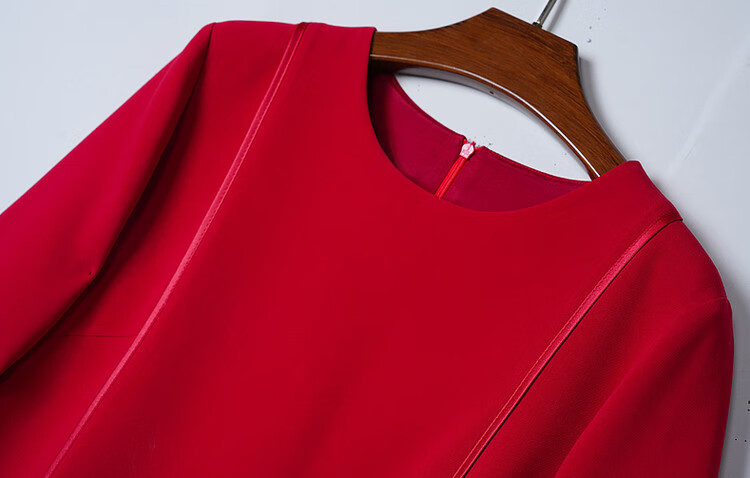 Dme [Modern Women] Spring And Autumn Commuter Round Neck Slim-Fit Three-Quarter Sleeve Elegant Midi Dress for Wome 6