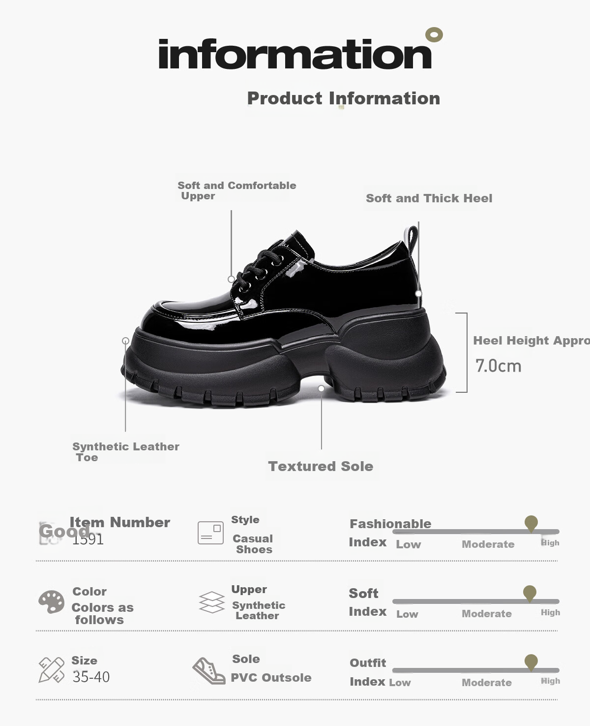 Huili Women's Fashionable Versatile British Style Loafers, Thick-Soled Heightening Comfortable Casual Women's Shoes, Black, Size 37 8
