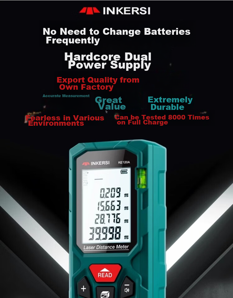 INKERSI Voice-Controlled Laser Distance Meter, 120-Meter High-Precision Electronic Ruler, Infrared Room Measuring Device, Millimeter Accuracy, KE120A 2