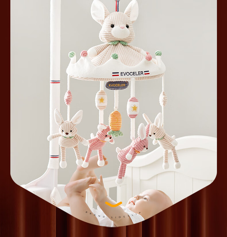 EVOCELER Baby Crib Mobile Toy, Newborn Soothing Aid, Bed Hanging Rattle, 0-1 Year Old, Welcome Gift, Full Moon And First Birthday Present 3