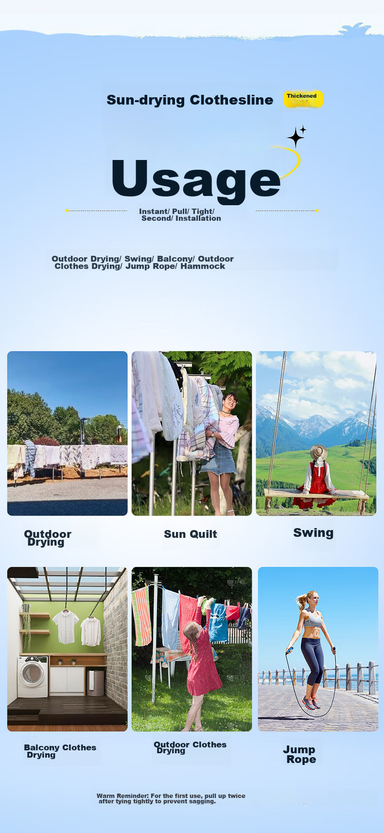 Kanle Outdoor Thickened Clothesline, Outdoor Quilt Drying Tool, Travel Car Roof Polyester Climbing Rope, 10.5mm, 10 Meters 3