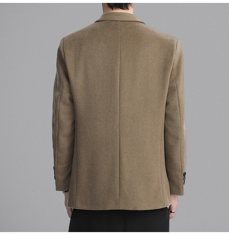 ROMON Men's Wool Blend Blazer Spring Autumn Business Casual Single Suit Coat Warm Jacket XF87 Dark Blue L 8