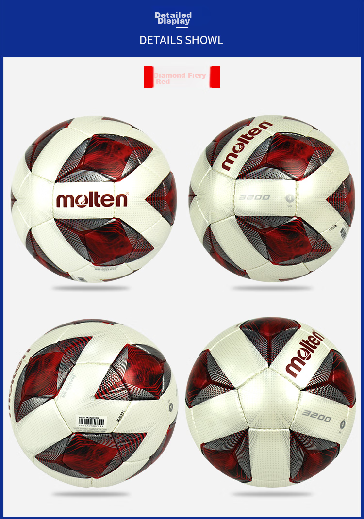 Molten Soccer Ball Size 4 F4A3200-WY Youth, for Ages 5-7, PU Leather, Anti-Sand Air Valve, Universal Soccer Ball 3