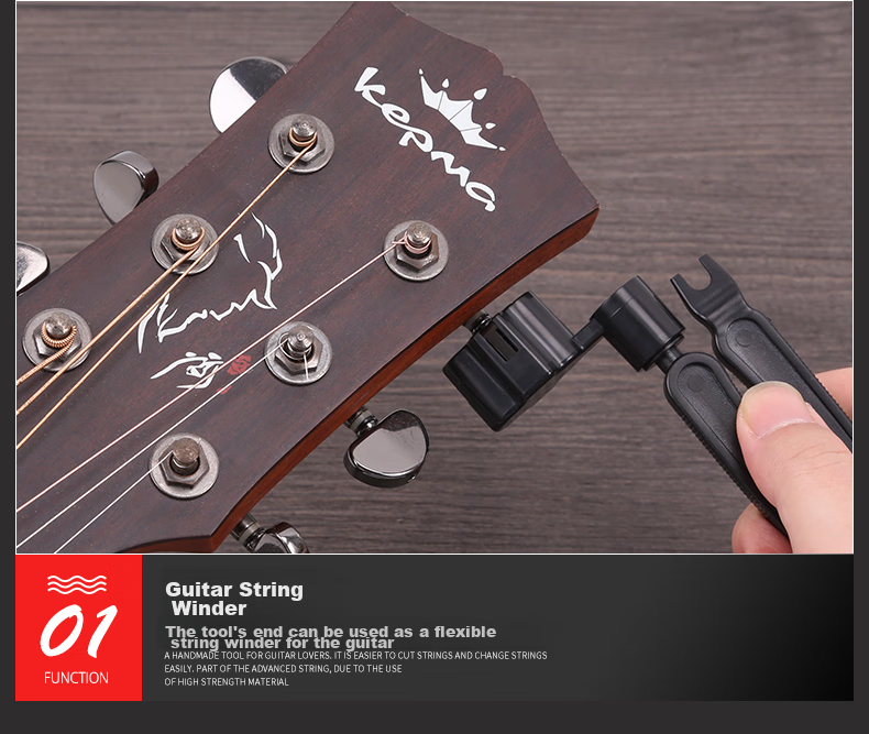 Maneryuepu Guitar String Changing Tool, String Cutter Pliers, Folk Acoustic Guitar String Changing Tool, String Puller, String Winder, Guitar Accessories 5