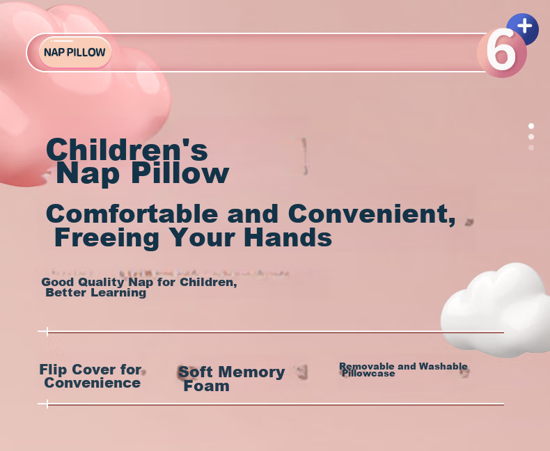 Mixiaoshu Children's Nap Pillow, Elementary School Student Nap Aid, Desk-Sleeping Pillow, Removable And Washable, Foldable Pillow 1