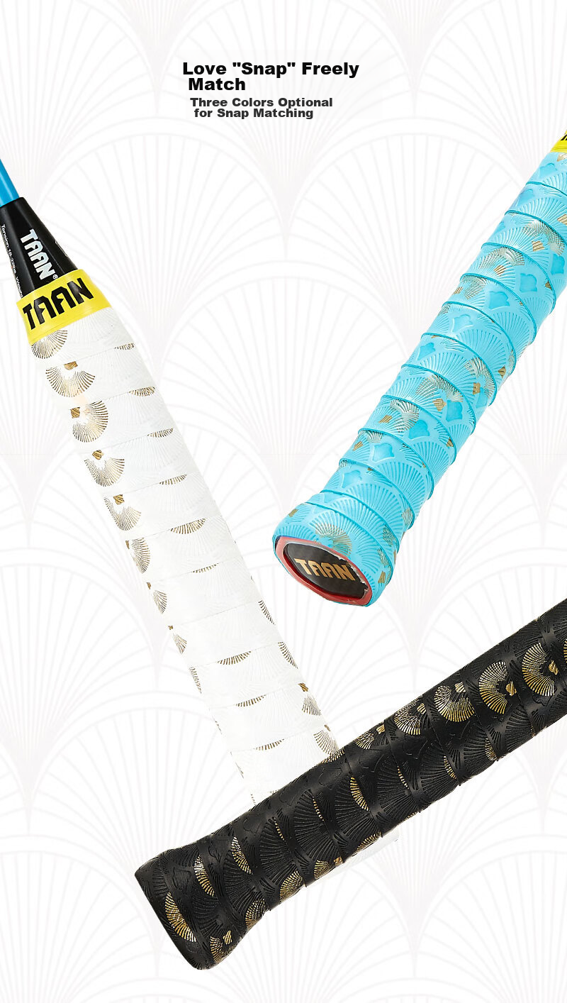Taan Badminton Racket Grip Tape, Chinese Style Floral Print, Non-Slip, Sweat-Absorbing, Wear-Resistant Handle Tape, X12 Three-Pack Set 4