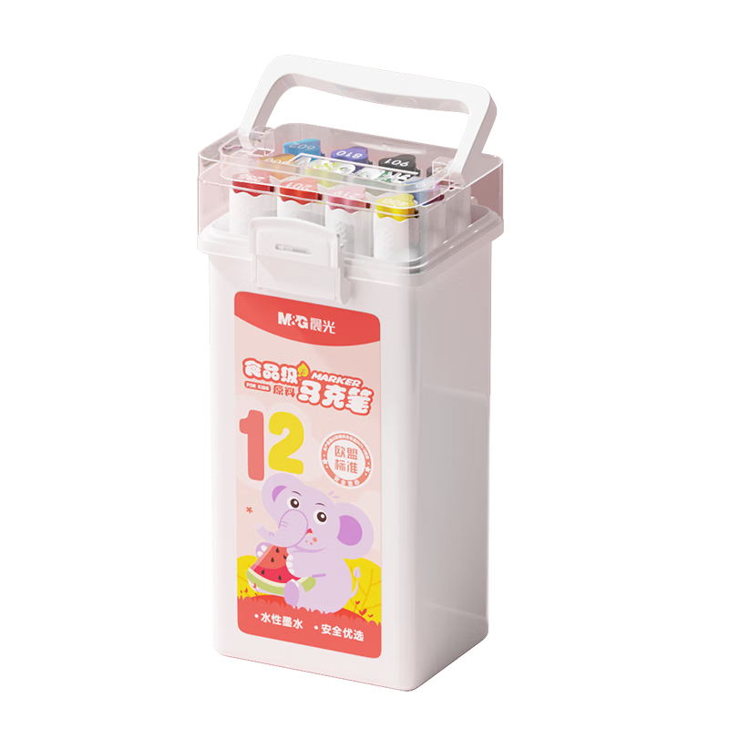 M&G Stationery, 12-Color Food-Grade Water-Based Markers, Children's And Student Watercolor Pens, Drawing Brushes, Dual-Tip Triangular Handle, Washable, Birthday And Graduation Gift, APMT80C5