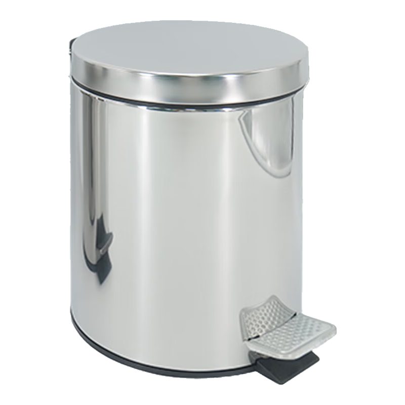Bingyu Round Foot-Pedal Trash Can with Lid 12L Multi-Functional Stainless Steel Garbage Bin for Bathroom Office Hotel BYQ-545