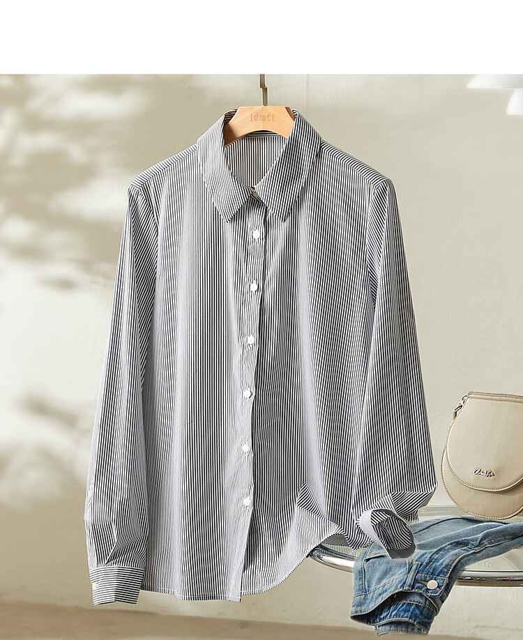 Dme [Career Art Collector] Spring And Autumn Breathable Simple Lapel Shirt, Long-Sleeve Fitted Blouse, Women's Top 15