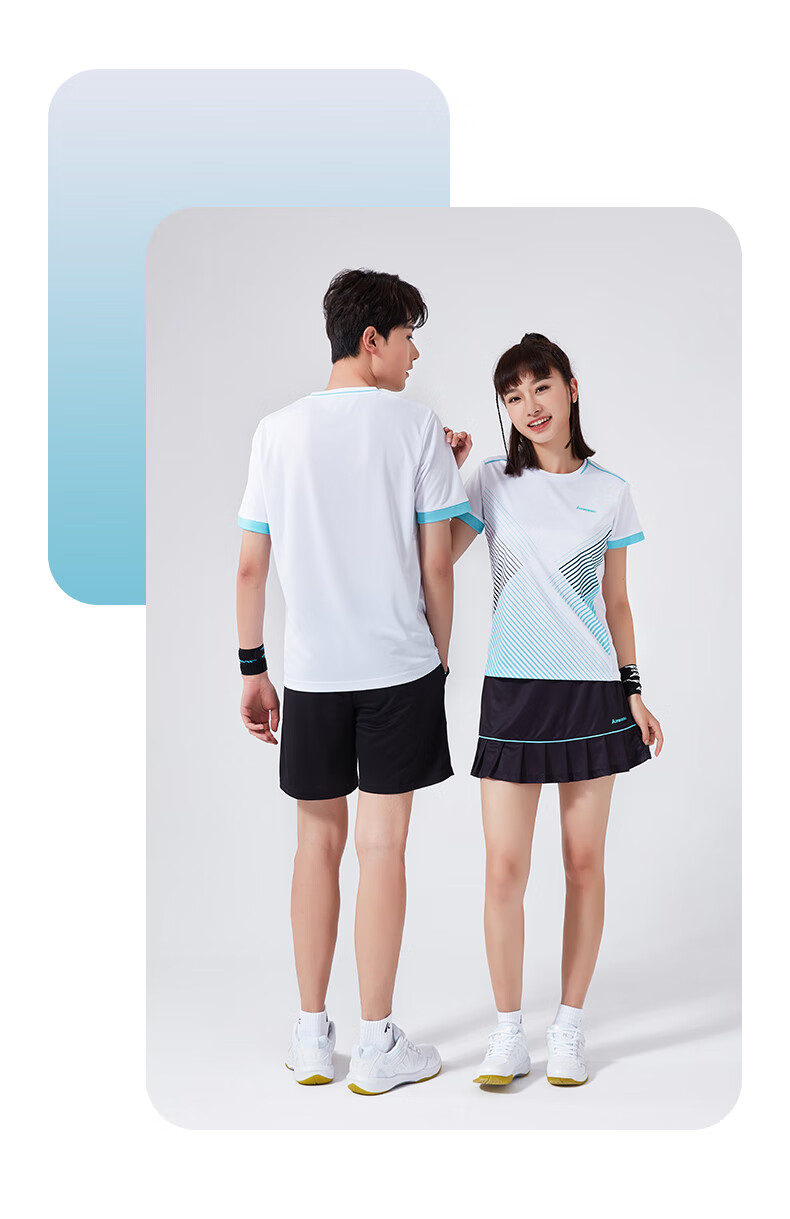 KAWASAKI Badminton Outfit Set Summer Style Sports Quick-Dry Short-Sleeve T-Shirt Training Team Uniform A1806 Men's White And Black XL 13