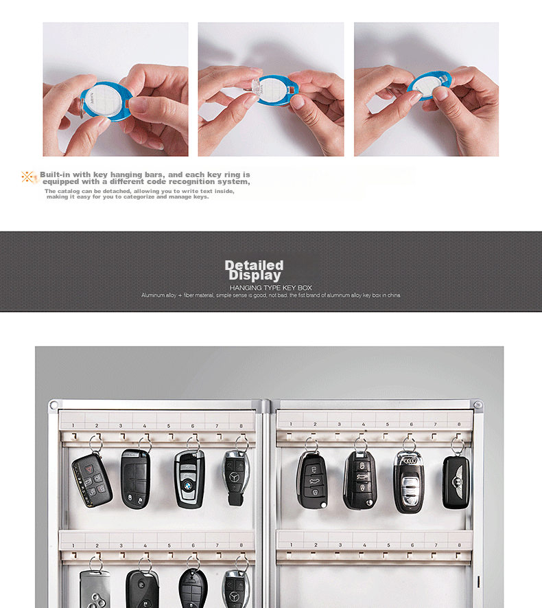 Jinlongxing 32-Slot Key Cabinet with Lock, Aluminum Alloy Key Storage And Management Box/Key Case/Emergency Key Cabinet Wall-Mounted/With Key Tags A8032 9