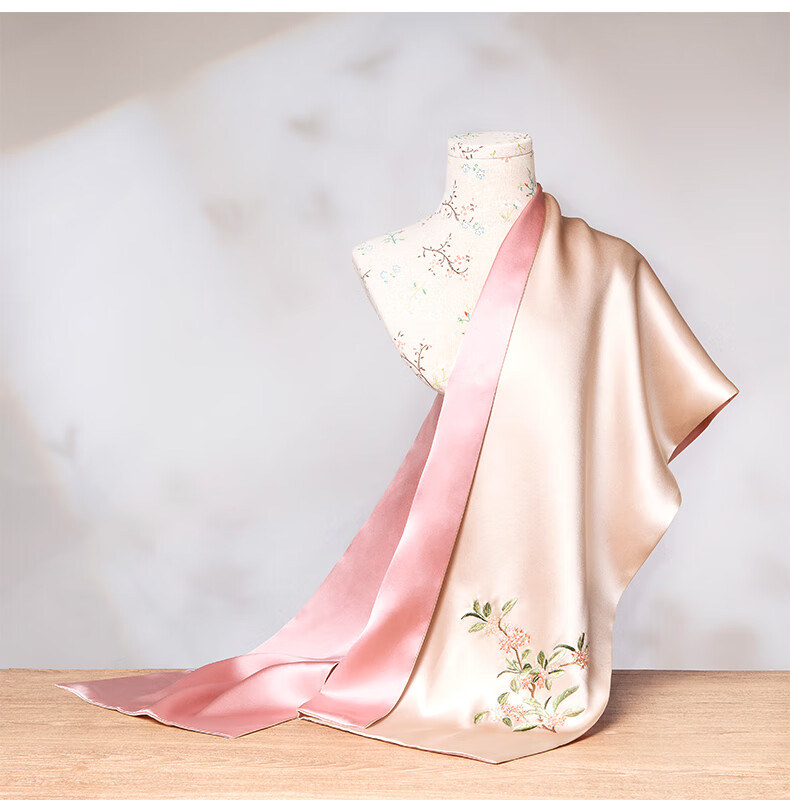 Zhijinlou Suzhou Embroidery Silk Scarf for Women, Chinese Style Business Gift, Mulberry Silk Handmade Embroidered Scarf, Bookmark Pen Set, Birthday Present 10