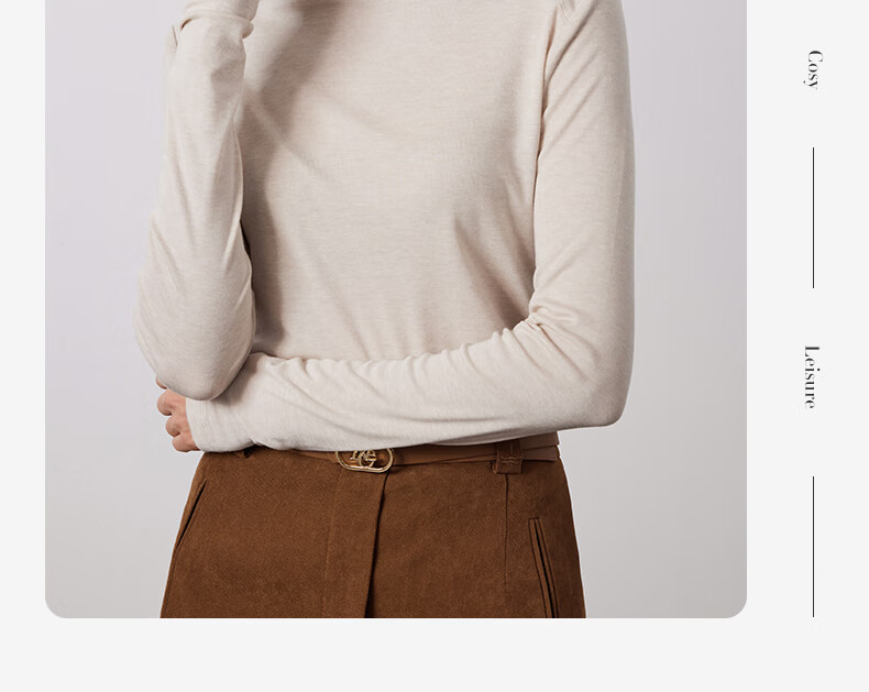 Navigare Women's Turtleneck Slim-Fit Base Layer, High-Elastic Solid Color Long-Sleeve Top 2335084501 54