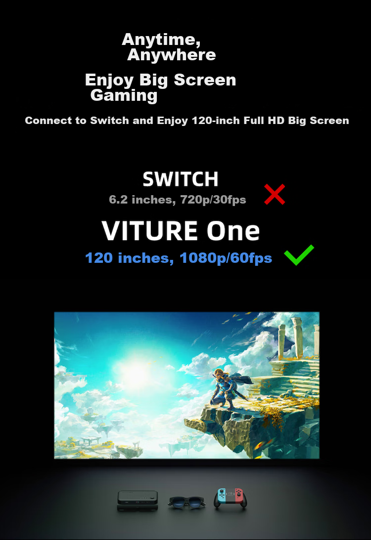 VITURE Pro Magic Dock Switch2 Early Adapter Supports Dual-Screen Gaming And Movie Viewing Compatible with Major AR Glasses Longest Battery Life of 20 Hours Supports 3D Video Playback 4