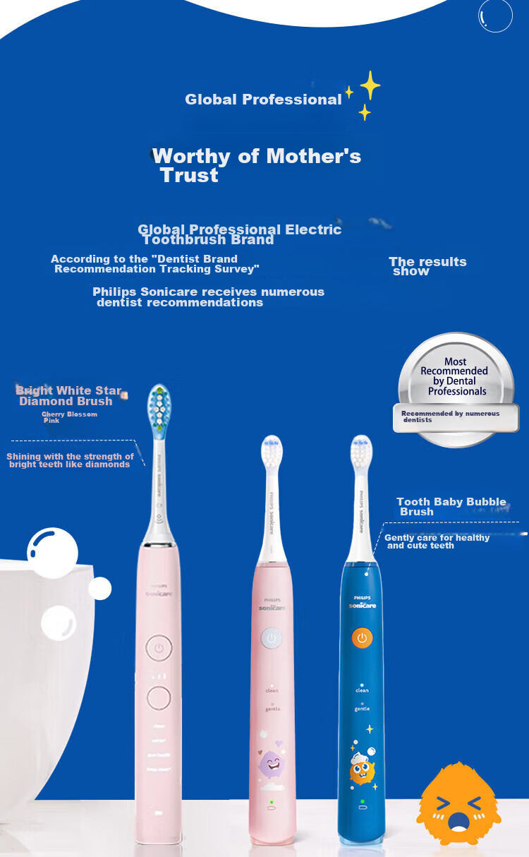 PHILIPS Children's Electric Toothbrush, Mengya Customized Exclusive Design with 2 Modes, 2 Customized Brush Heads for Kids, Birthday/children/students Gift HX2432/02 Pink 13