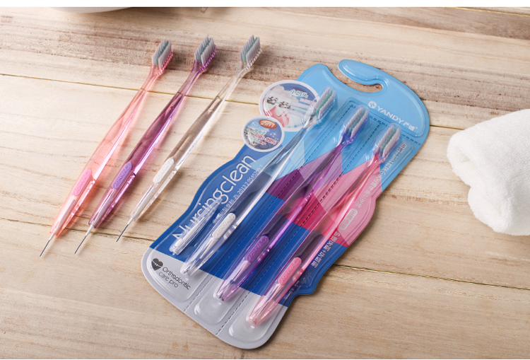 YANDY Orthodontic Toothbrush U-Shaped 3-Pack, Interdental Brush, for Teenagers with Braces, Soft Bristles, Small Head, Portable 16