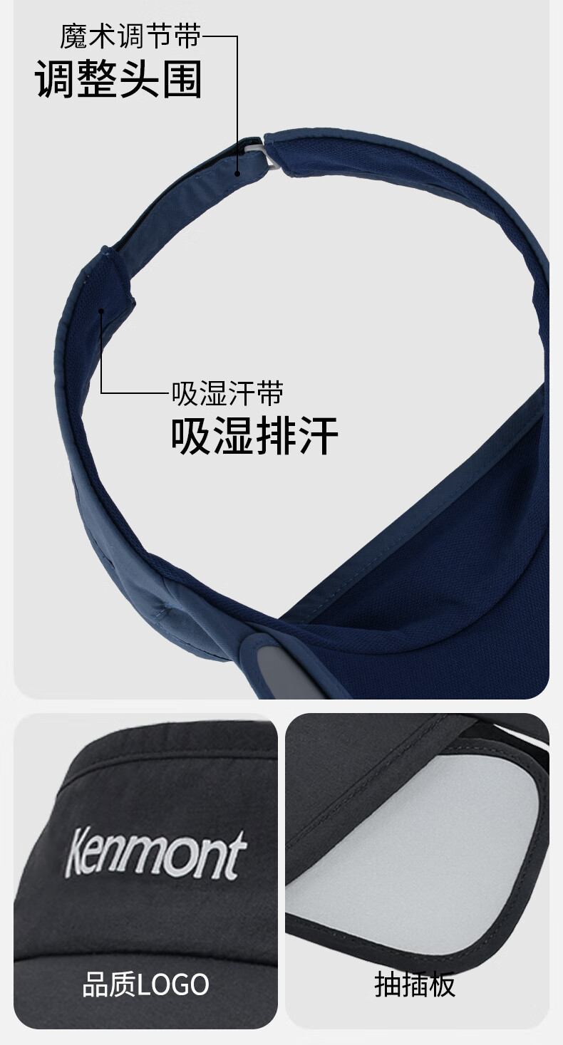 Kenmont Summer Outdoor Tennis Hat, Sun Hat for Men, UV Protection, Sunshade Cap, Anti-UV Running Visor, 3675 12