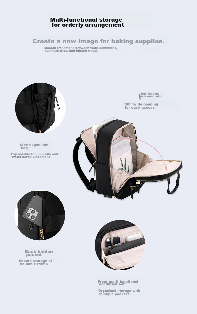 Xinxiuli Business Commute Backpack Laptop Bag, 15.6-Inch Women's Backpack, Large Capacity, Wide Opening, NO0 Gift 5