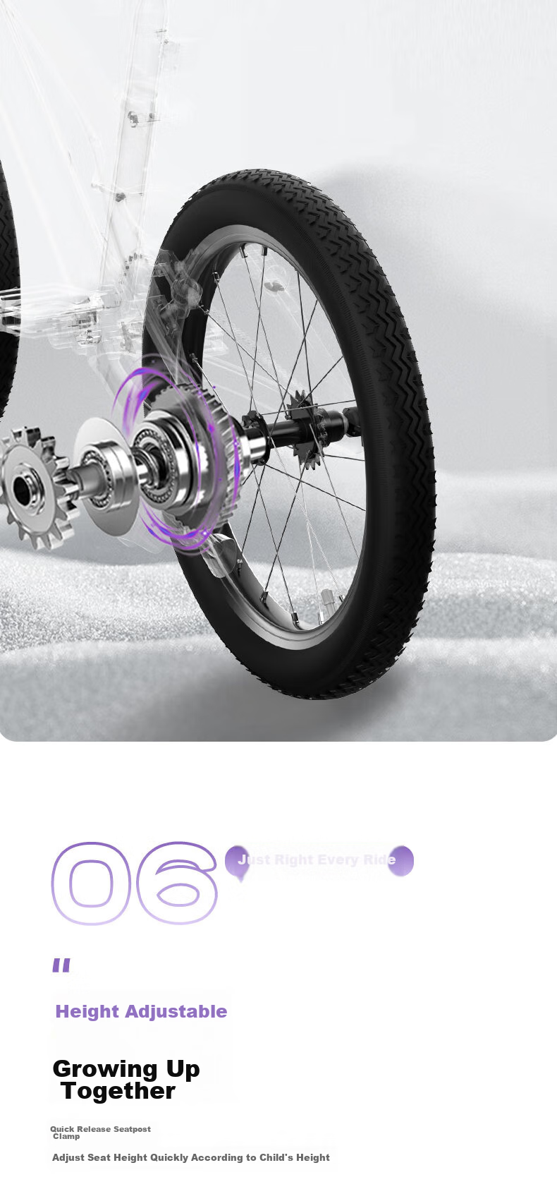 KinderKraft Children's Bicycle for Ages 4-6 Student Single Bike Mountain Bike Gift for Boys And Girls, 18-Inch Purple 17