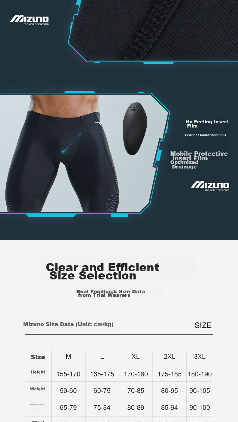 MIZUNO Men's Knee-Length Swim Shorts, Professional Anti-Embarrassment Swimwear And Goggles Set, Three-Piece Equipment, 1127 Black, Size L 11