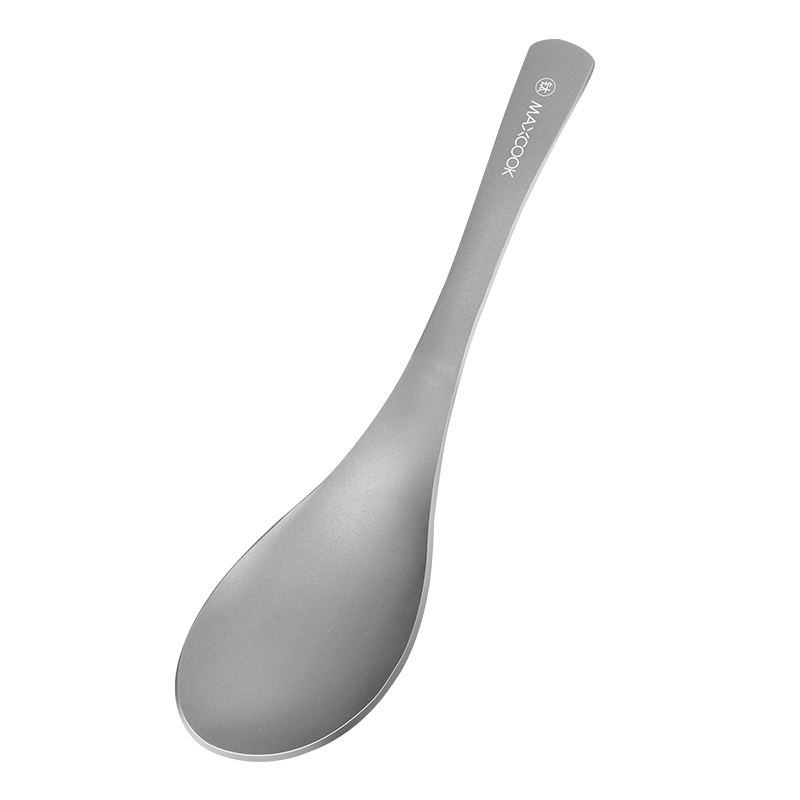 MAXCOOK Pure Titanium Soup Ladle And Spoon, Flat Bottom Large Serving Spoon Round Bottom Dining Spoon Rice Spoon MCCU1792