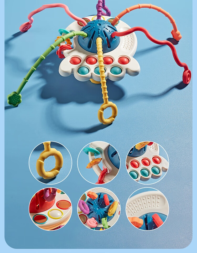 Danmiqi Infant Finger Octopus Pull Toy Early Education Toy 0-1 Year Old Girl Birthday Gift Chewable 5