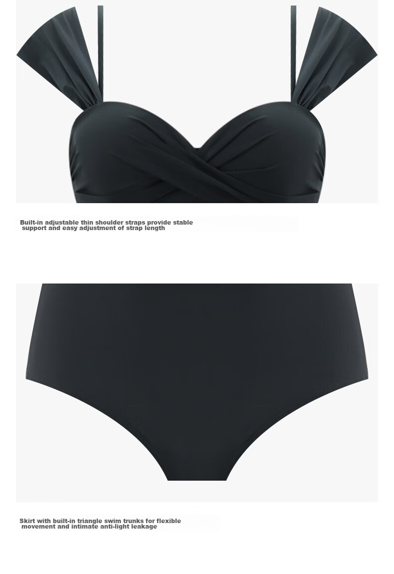 BALNEAIRE Little Black Dress Series One-Piece Swimsuit Dress Style Hot Spring Shaping Swimwear for Curvy Figures, Chlorine-Resistant 61447 2XL 9