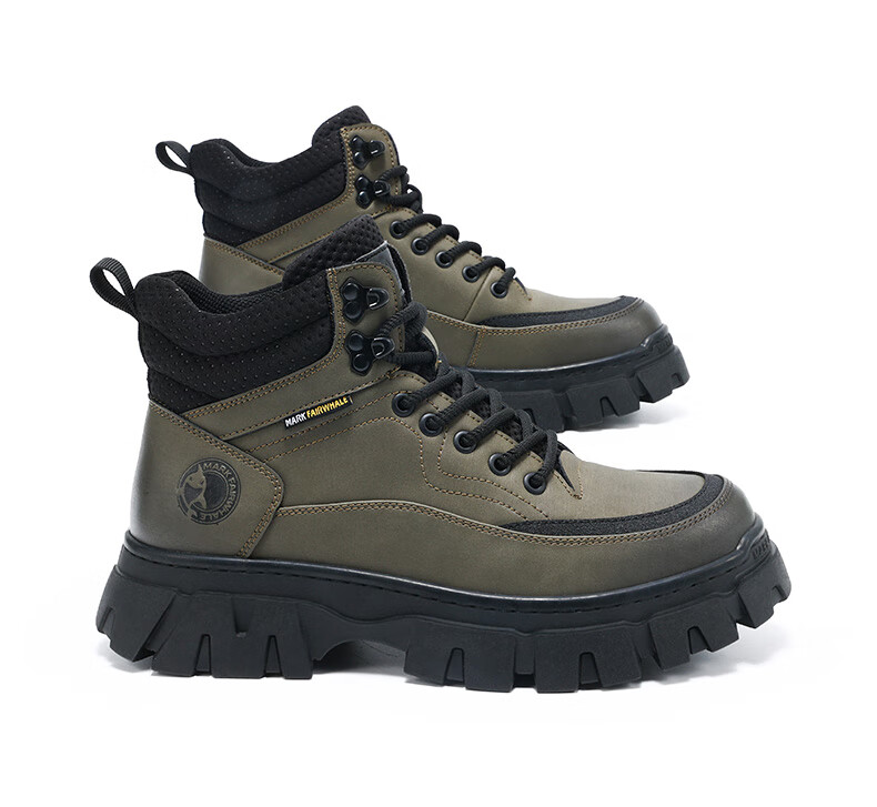 MARK FAIRWHALE Men's High-Top Martin Boots, Winter Outdoor Desert Work Boots, Casual Men's Boots, Black And Gray, Size 40 13
