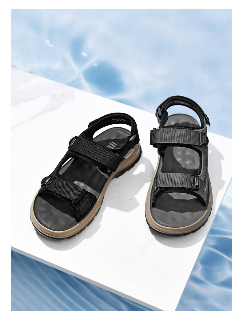 HLA Men's Fashion Casual Sandals Comfortable Beach Shoes HAALXM2DBG088 Black Size 41 3