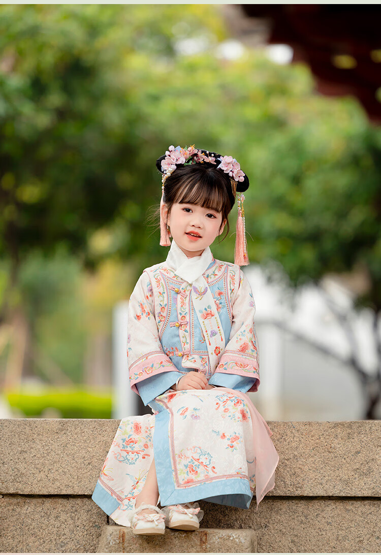 Menghu Zhienyi Hanfu Girls' Dress, Spring And Autumn 2026 Qipao, Two-Piece Set for Girls' Outfit, Ancient Costume Performance Wear, Pink, Size 100 24