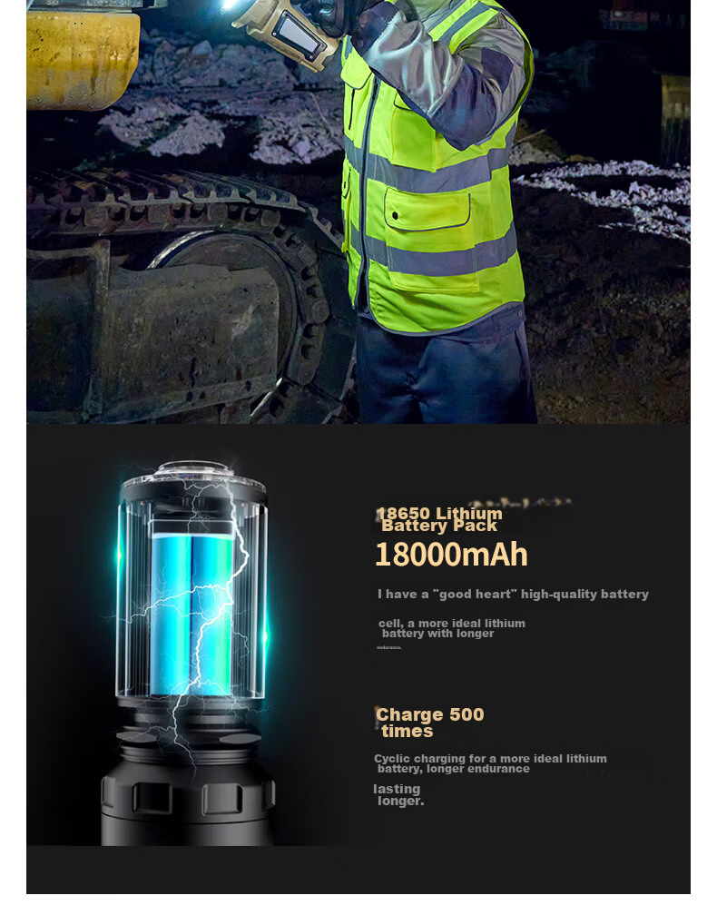 Xiaoyeren Multifunctional High-Power Flashlight Outdoor Long Battery Life Military Super Bright Home Patrol Work Auto Repair Rechargeable Camping Light 11