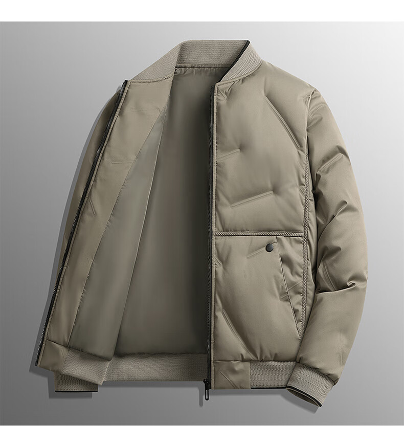 ROMON down Jacket for Men, Short Winter Style, Stand-Up Collar Casual Coat, Lightweight Trendy Baseball Jacket, Warm Menswear RL3 Black XL 12