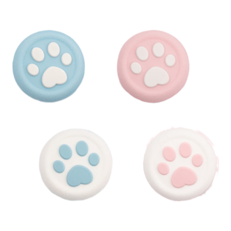 Jixiang National Version PS4 PS5 Controller Cat Claw Joystick Cap, NS Pro Game Controller Key Cap Silicone Accessories, Compatible with PS4/PS5/NS Pro, Pink Blue