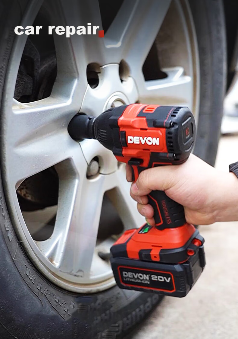 Devon 20V Brushless Impact Wrench, High Torque Industrial-Grade Lithium Battery Wrench Pneumatic Gun, 5733 Dual Battery 5.0 Fast Charging 5