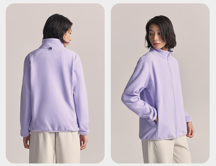 JD Original Fleece Jacket, Anti-Static Fleece Clothing, Warm Sweatshirt, Women's New Style, Gift-Giving, Misty Purple, XL 4